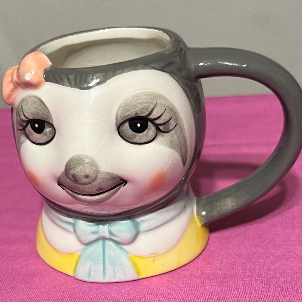 Ceramic Coffee Mug Room Essentials Lady Sloth 3D Face Shaped Figure